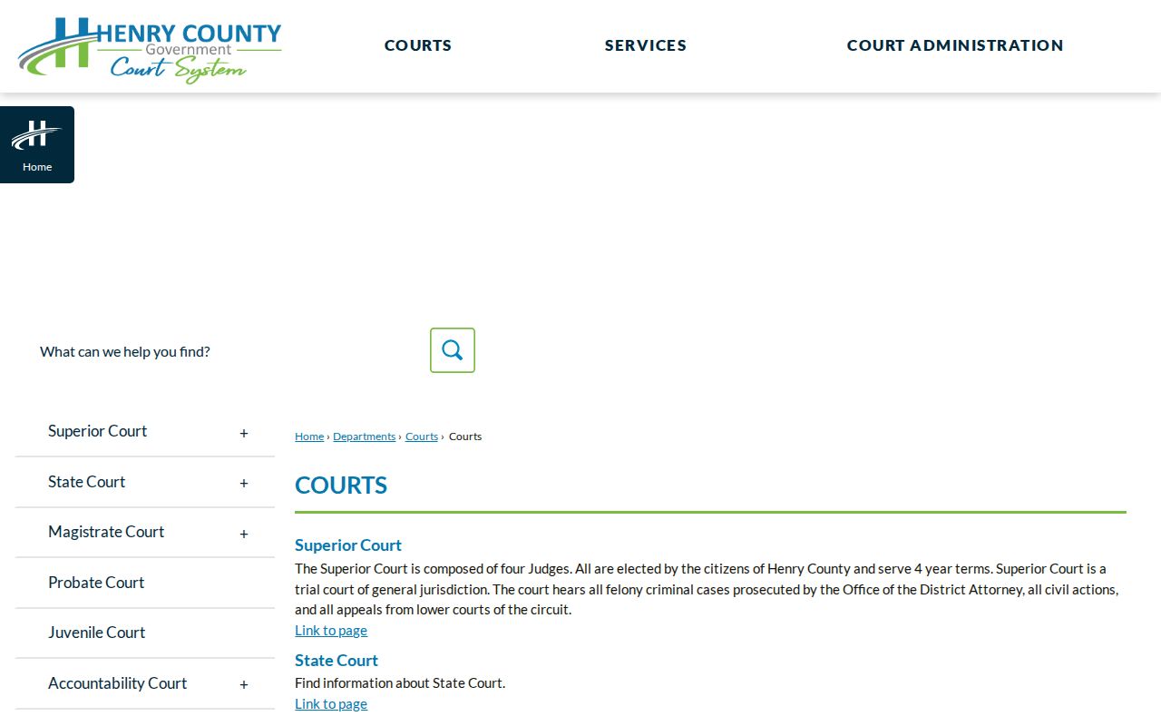 Henry County court case lookup court structure